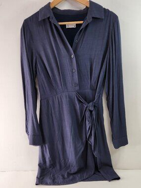 Frank and Oak Blue Long Sleeve Dress w/ Sash Size Small